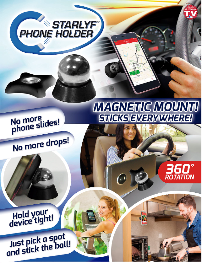 Starlyf Universal Phone Holder Mount - Adjustable Car Phone Stand for iPhone, Samsung, Galaxy - Perfect for Driving, Video Calls & Hands-Free Use