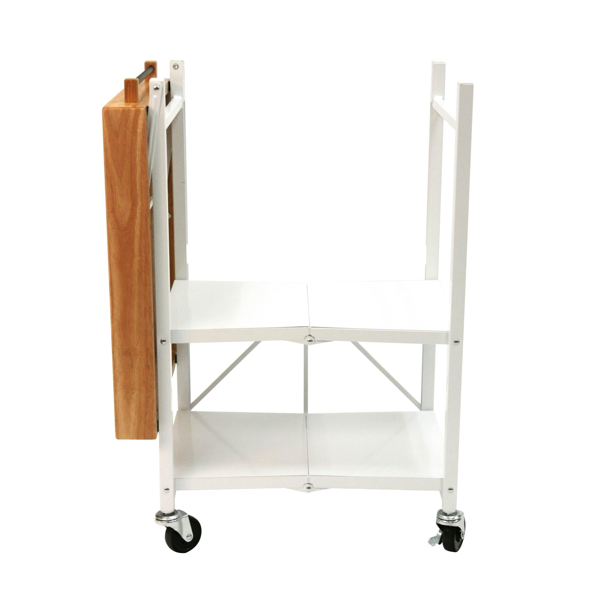 Foldable Kitchen Island Cart with Wheels - White Rolling Storage Organizer for Small Spaces, Countertop & Pantry Organization - Perfect for Apartments, Dorms & Compact Kitchens