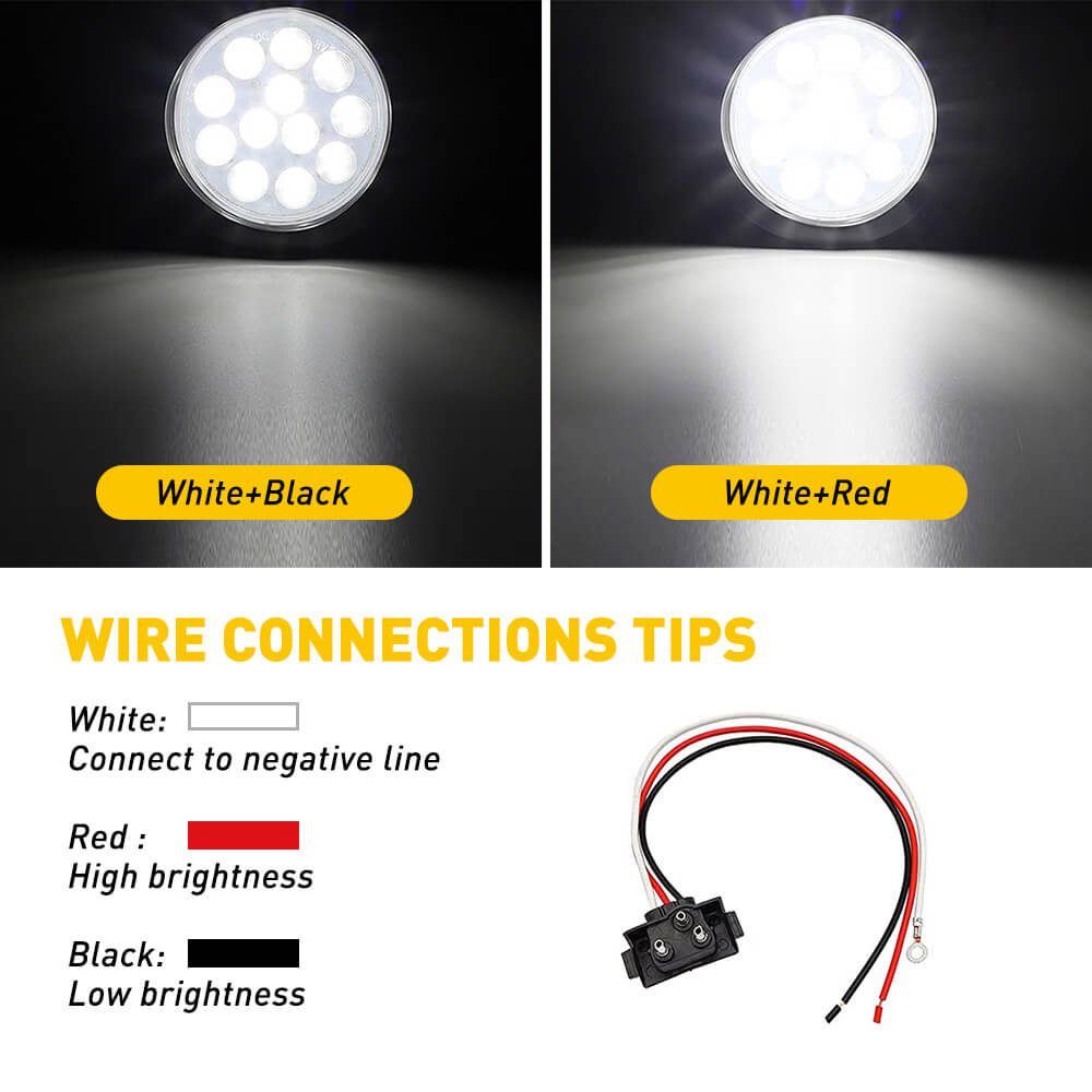 4 Inch 12 LED Round Tail Lights Kit with 3 Pin Waterproof Plug - Universal Rear Reverse Brake Lights for Trucks, SUVs, Trailers & Boats - Perfect for Night Driving, Off-Roading & Marine Applications