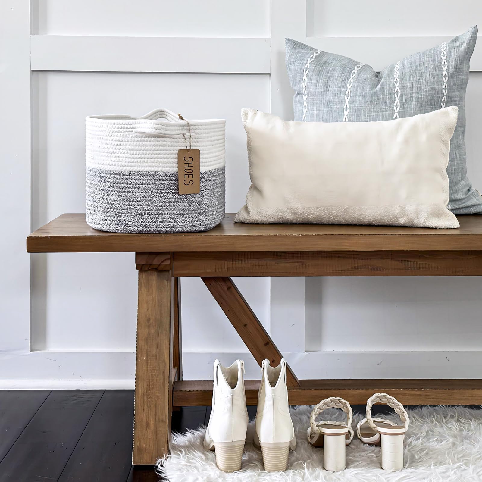 Goodpick Woven Storage Baskets 3-Pack - Organize Shelves, Nursery & Home Decor