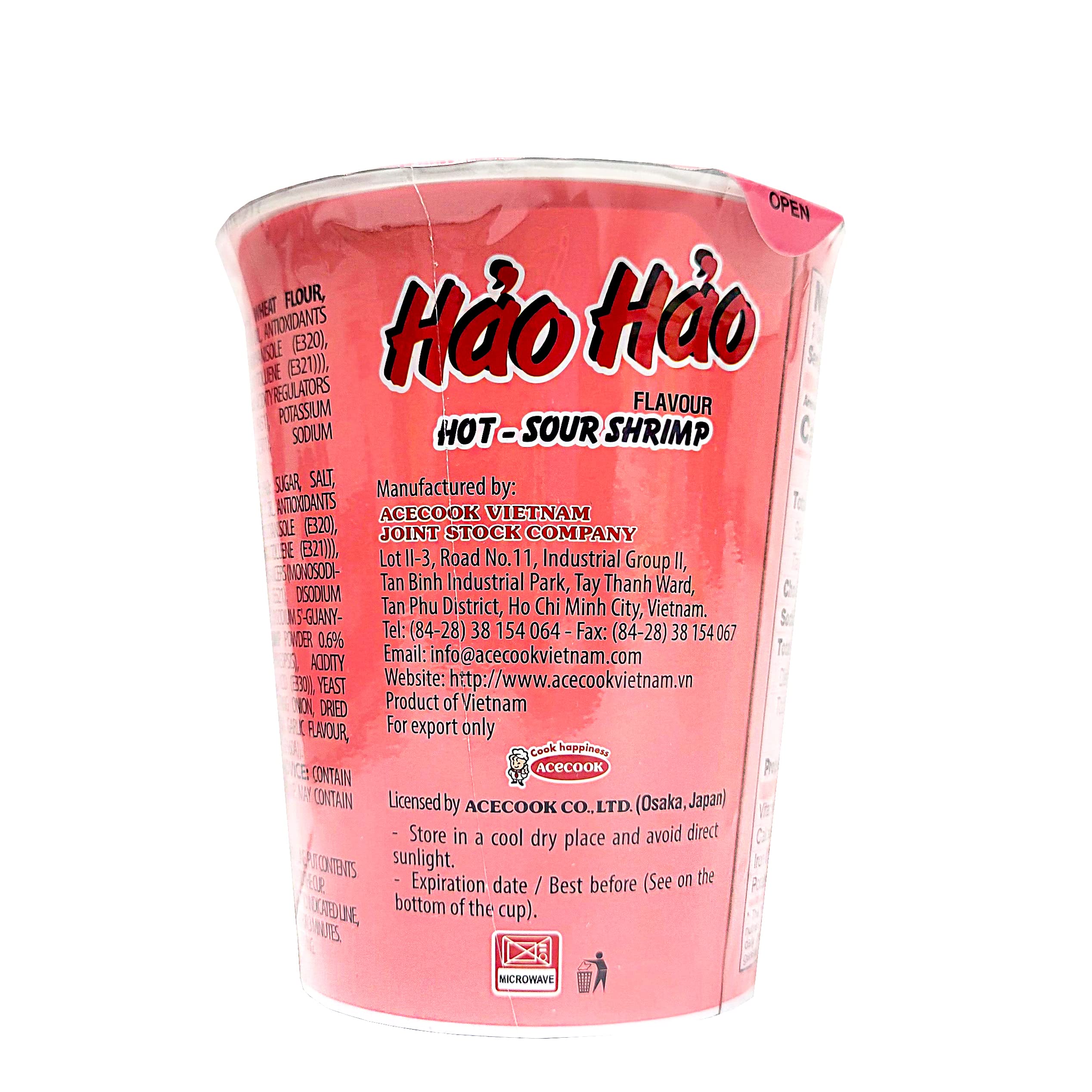 ACECOOK Hao Hao Instant Noodles Cups - Sate Onion Flavor / Mi Ly Sate Hanh 12 Cups X 2.29 OZ | Hot & Spicy Vietnamese Instant Ramen | Quick Meal, Office Lunch, Late Night Snack, Asian Food Lover Gift