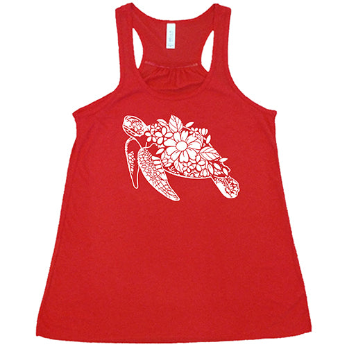 Floral Turtle Print T-Shirt for Women - Cute Summer Casual Top for Beach, Vacation & Everyday Wear