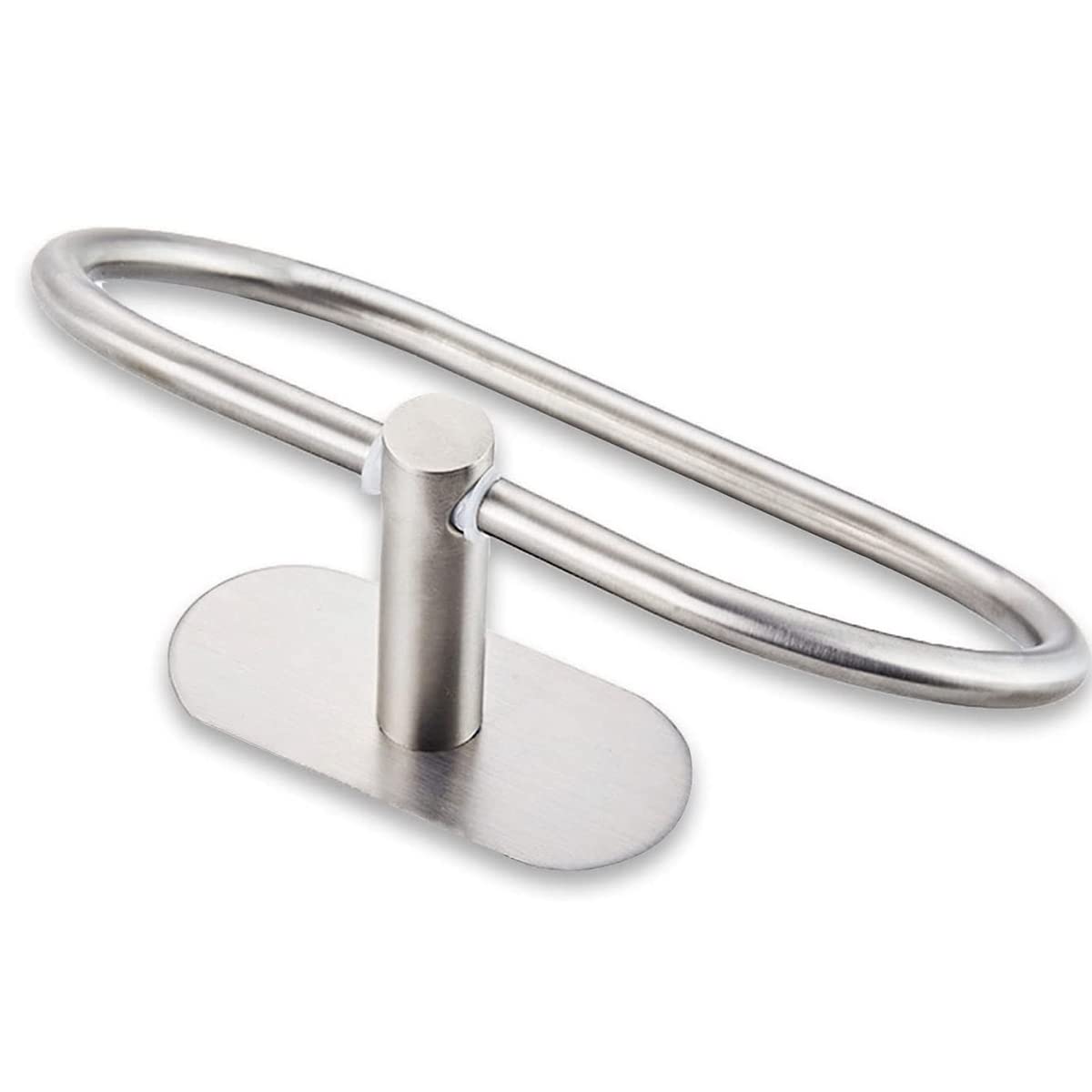 No Drill Self-Adhesive Towel Ring Holder - 304 Stainless Steel Bathroom Towel Rack with Brushed Nickel Finish (Silver) - Perfect for Small Spaces, Apartments, RVs & Dorm Rooms