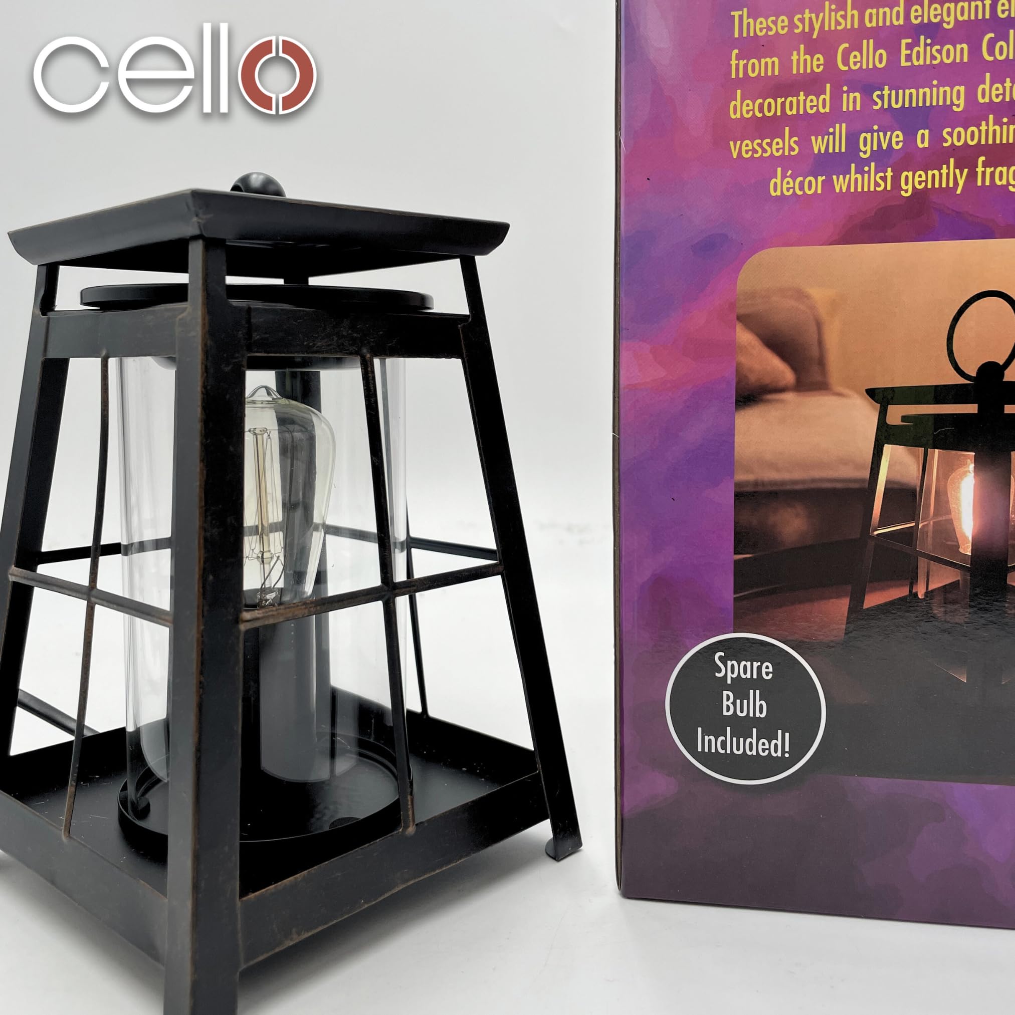 Vintage Edison Style Metal Electric Wax Warmer Lantern - Aromatherapy Wax Melter for Home, Office, Spa & Gift Giving