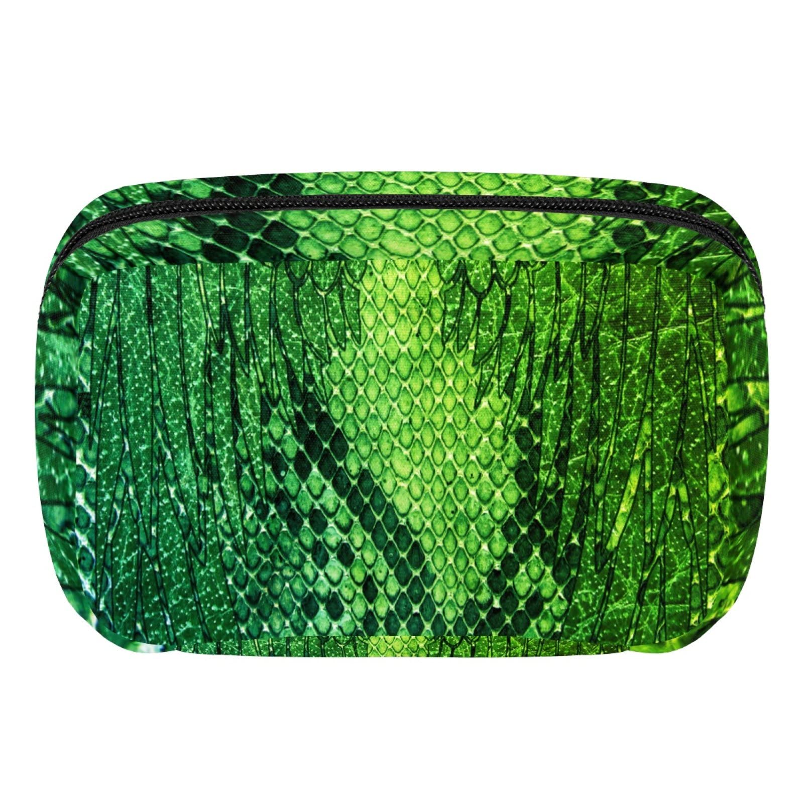 Stylish Waterproof Cosmetic Bag for Women - Roomy Makeup Organizer with Snake Skin Design, Perfect for Travel & Toiletry Storage | Trendy Green Legging-Style Accessory for Daily Use & On-the-Go Essentials