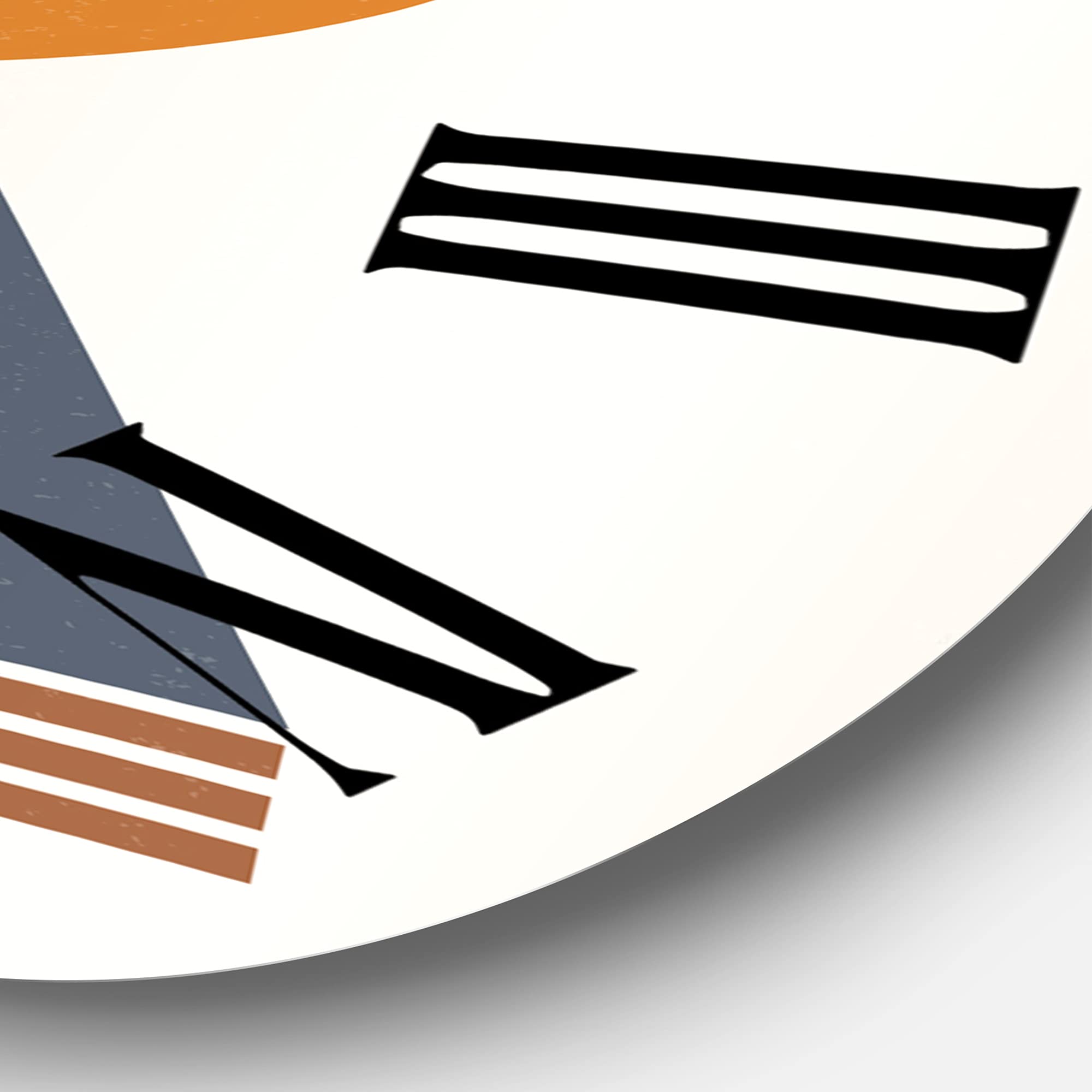 DesignQ Modern Abstract Mountain & Sun Wall Clock - Large Fractal Art Decorative Clock for Kitchen, Living Room, Office | Perfect for Home & Office Decor