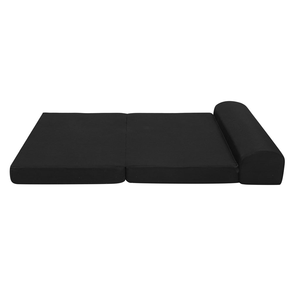 Portable Folding Foam Mattress - Double Size Sofa Bed with Air Mesh Fabric - Black | Perfect for Guest Beds, Camping & Small Spaces