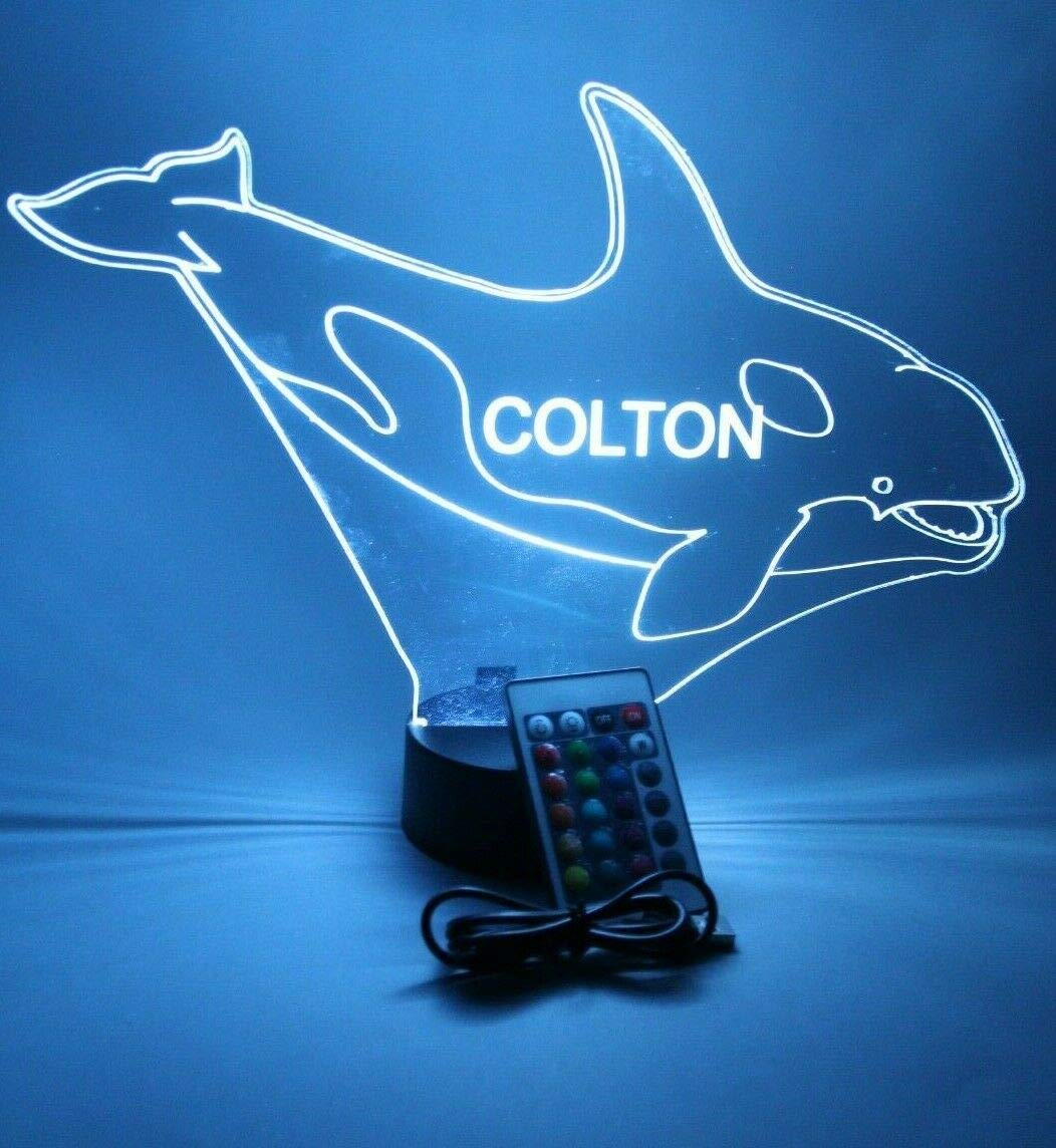 Giant Whale Night Light - LED Swimming Marine Mammal Desk Lamp with Remote & 16 Color Options | Free Engraving | Perfect Gift for Kids, Nursery, Bedroom Decor | Dimmable Mood Lighting for Relaxation & Sleep