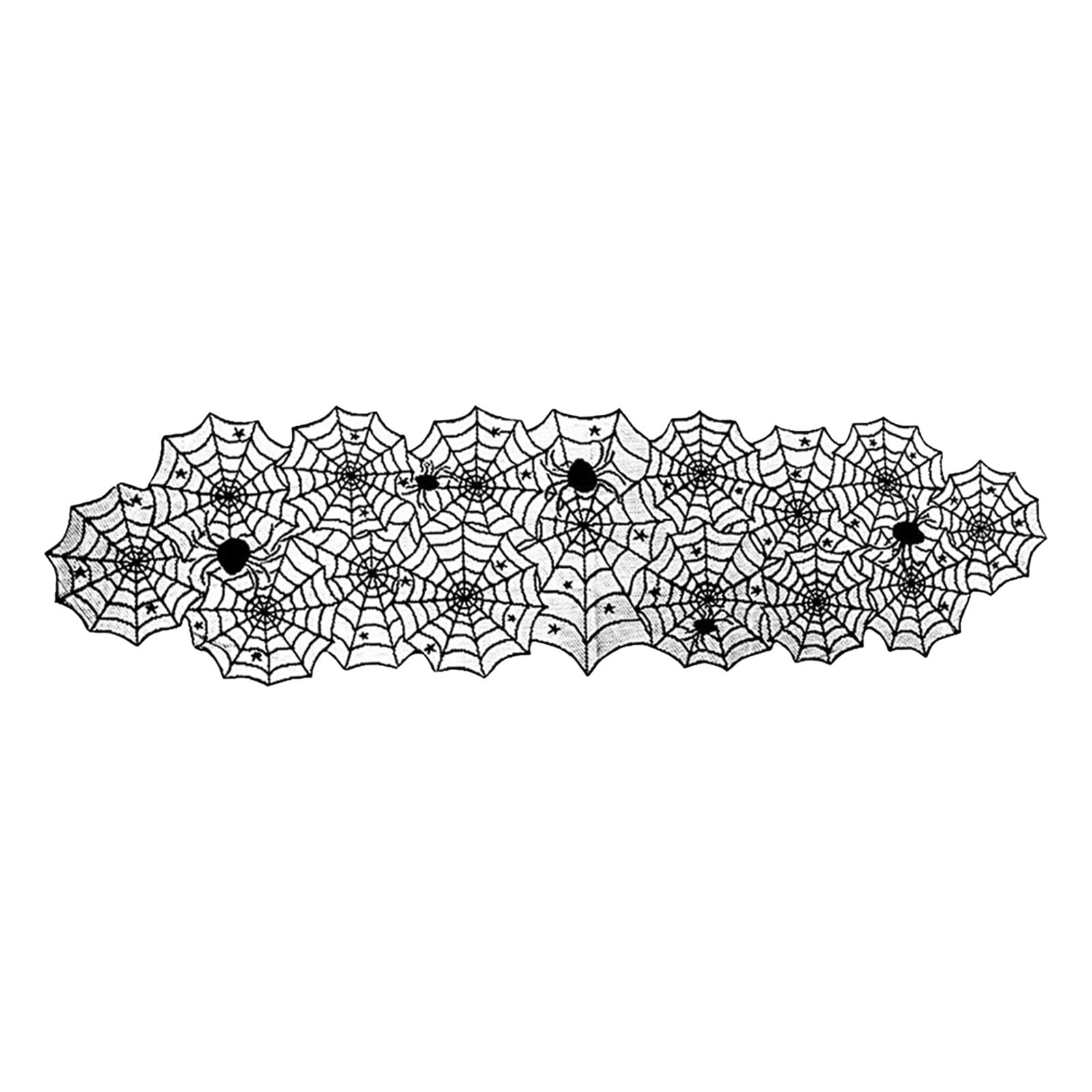 Halloween Lace Table Runner - Black Mesh Decoration for Halloween Party, Contemporary Dining Table Decor - Perfect for Spooky Dinner Parties & Holiday Home Decor
