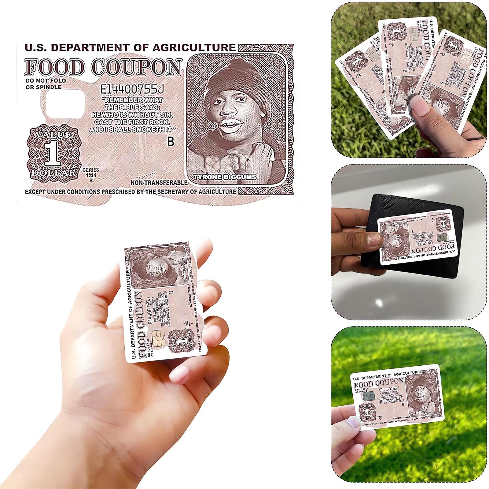 Funny Tyrone Biggums Debit Card Stickers (3PCS) - 2024 New Anime Food Coupon Credit Card Skins with Chip, Bank Card Skin Decals for Visa/Mastercard - Perfect for Gifts, Prank Gags & Personalizing Your Wallet