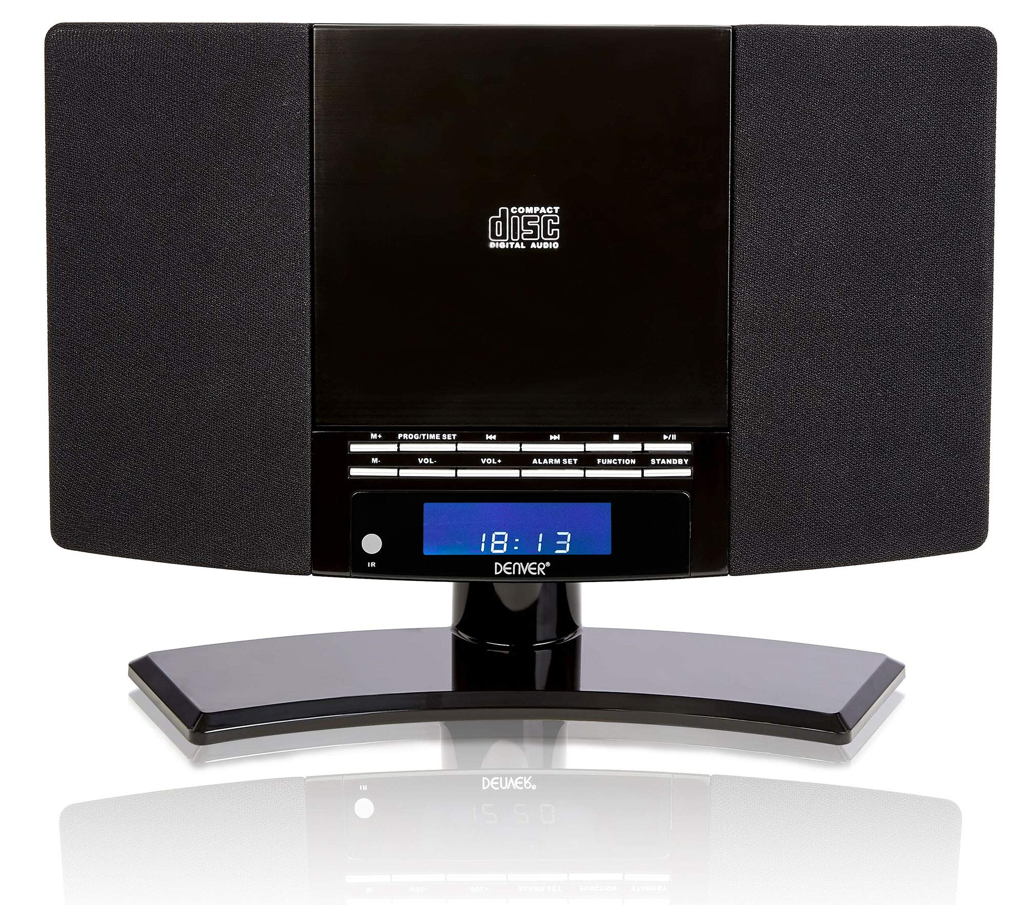 Portable CD Player with Built-in Speakers & FM Radio - Vertical Home Audio System with Remote, Clock, Wall Mount & Desktop Stand - Perfect for Bedroom, Office & Living Room - Model MC-5220