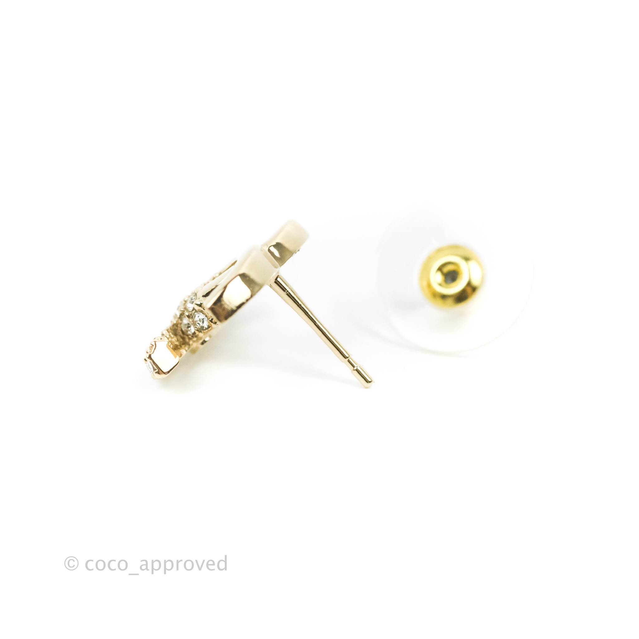 Chanel CC Crystal Earrings 22K Gold Tone - Luxury Fashion Jewelry for Women, Perfect for Parties, Weddings & Special Occasions