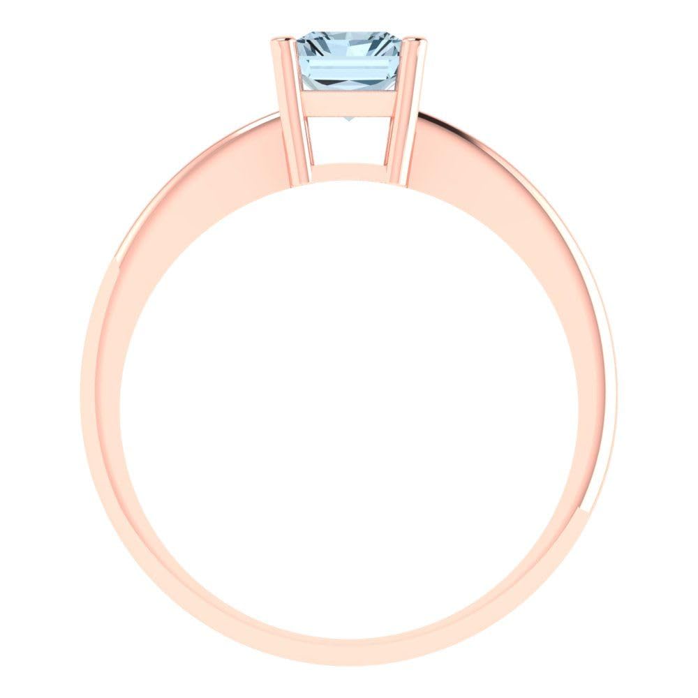 1.0 ct Radiant Cut Solitaire Blue Simulated Diamond Ring - 18K Rose Gold Engagement, Wedding, Anniversary Jewelry for Women | Perfect for Proposals, Bridal Gifts & Special Occasions