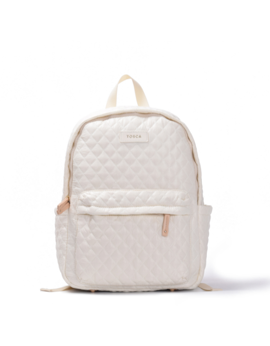 Tosca MET981 Metro Fashion Quilted 15-inch Laptop Backpack for Women & Men - Water-Resistant School, College, Travel & Work Commuter Bag - Mushroom Color