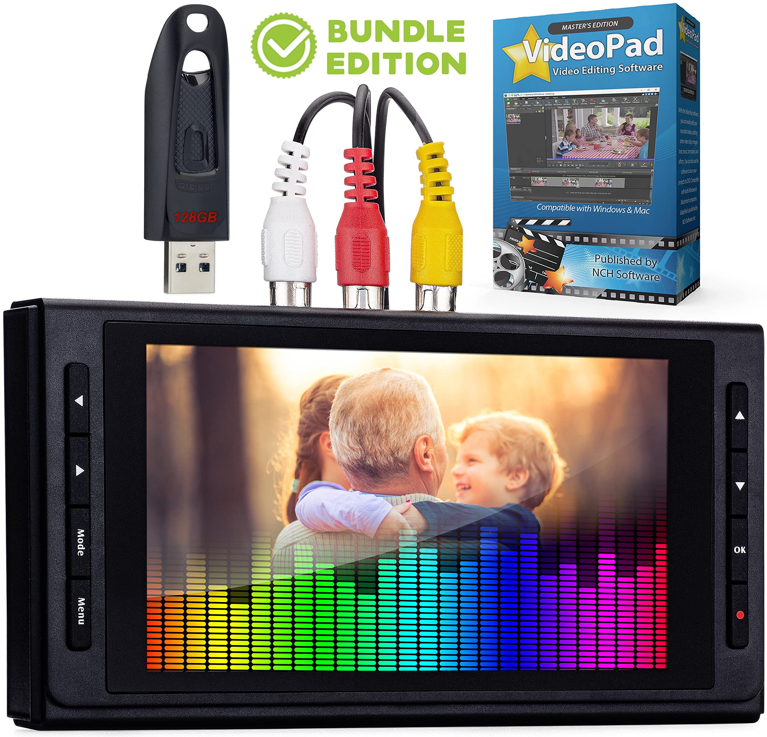 ClearClick Video to Digital Converter 3.0 - Convert VHS to Digital, Transfer VCR, Hi8, Camcorder, DVD, RCA, AV & Cassette Tapes to USB or Computer - Perfect for Home Movies, Archiving & Digitizing Old Media (Bundle Edition)
