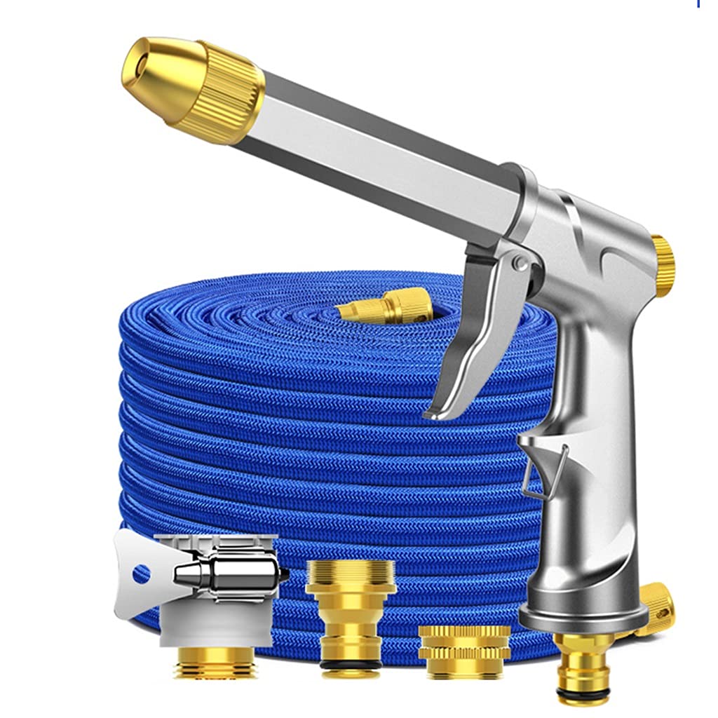 Premium 45m High-Pressure Garden Hose with Telescopic Spray Nozzle - Heavy Duty Flexible Water Hose for Car Washing, Lawn Irrigation & Outdoor Cleaning - Durable Multi-Purpose Expandable Hose with Power Booster