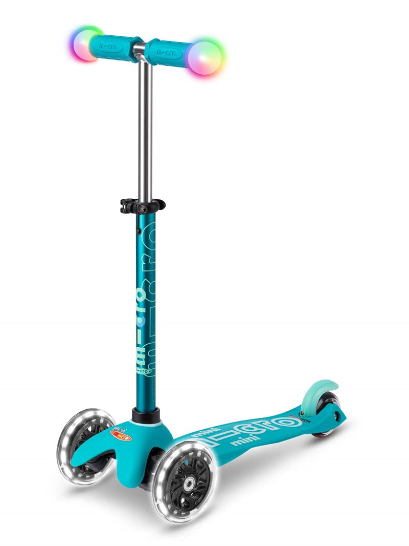 Micro Kickboard Mini Deluxe Magic Scooter with LED Light-Up Handlebars & Wheels - 3-Wheel Lean-to-Steer Swiss-Designed Scooter for Kids Ages 2-5 - Perfect for Outdoor Play, Park Rides & Learning Balance Skills