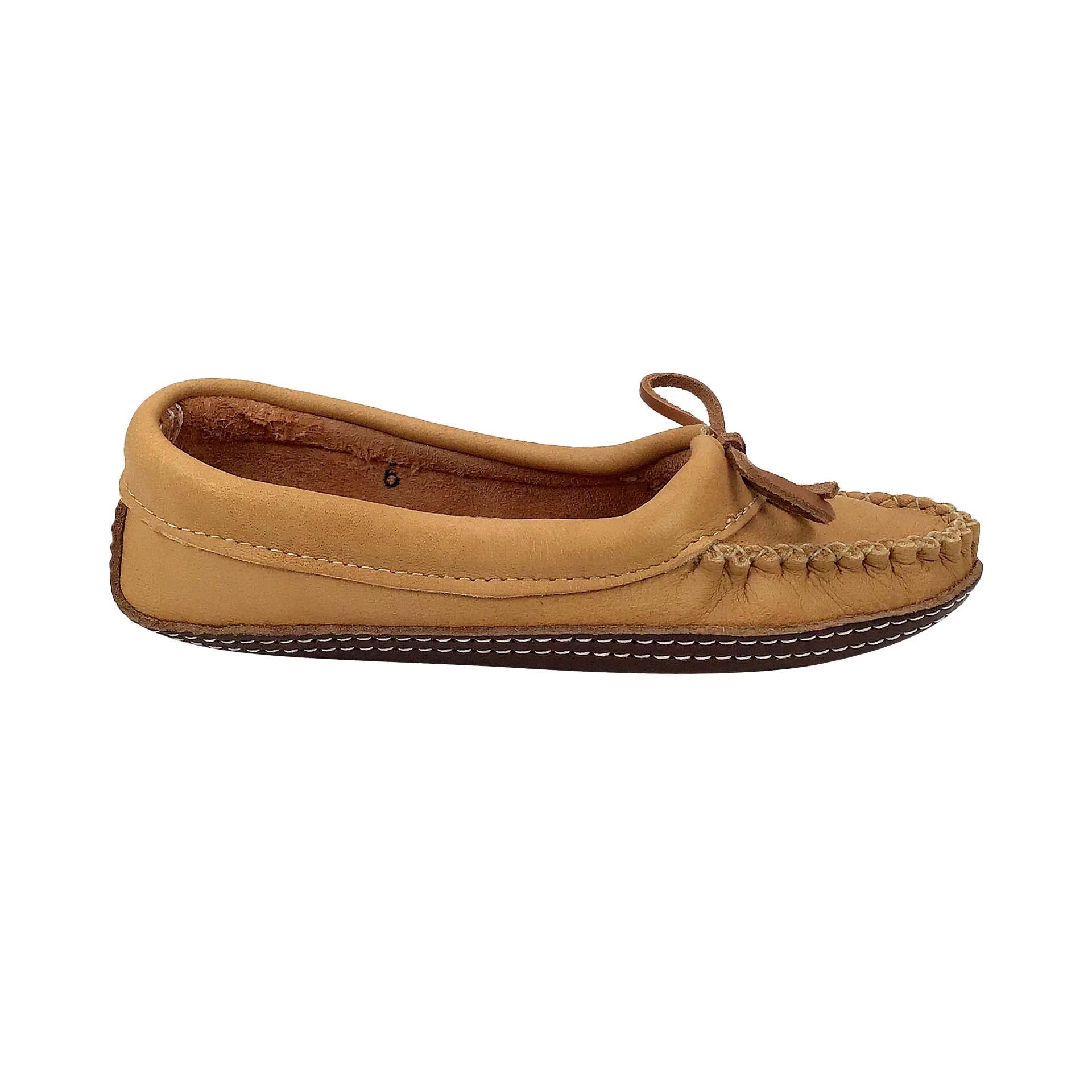Bastien Industries Women's Moose Hide Leather Ballet Moccasins - Heavy Oil Tan Sole, Comfortable Earthing Shoes for Yoga, Meditation & Indoor/Outdoor Wear