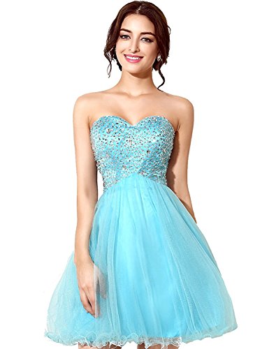 Sarahbridal Women's Sparkly Sequin Tulle Short Homecoming Dress - Elegant Prom Gown SD034 for Party, Dance, Formal Events & Special Occasions