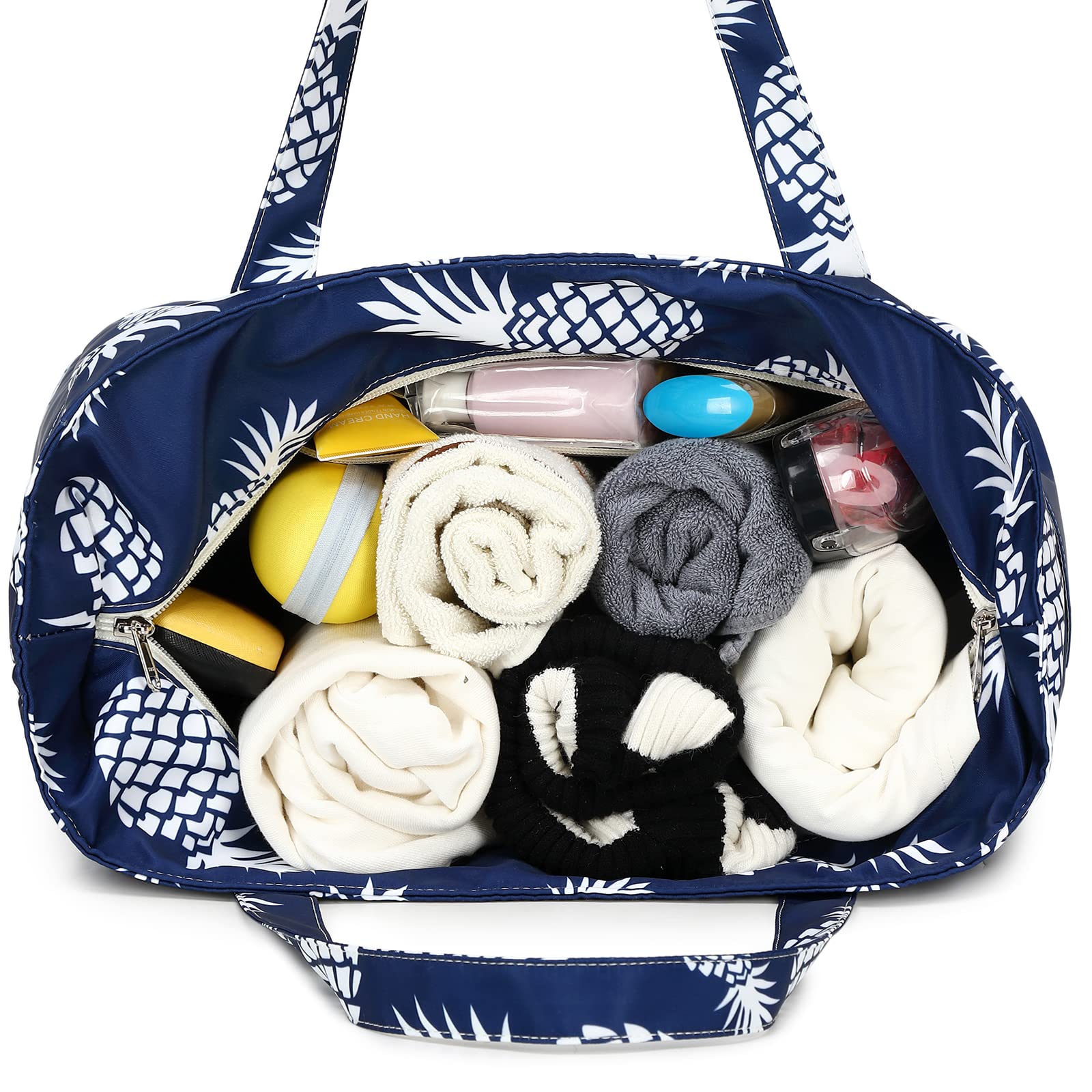 LEDAOU Large Waterproof Beach Tote Bag for Women - Sandproof Zippered Pool & Gym Bag with Wet Pocket - Perfect for Beach, Travel, Shopping & Grocery Trips