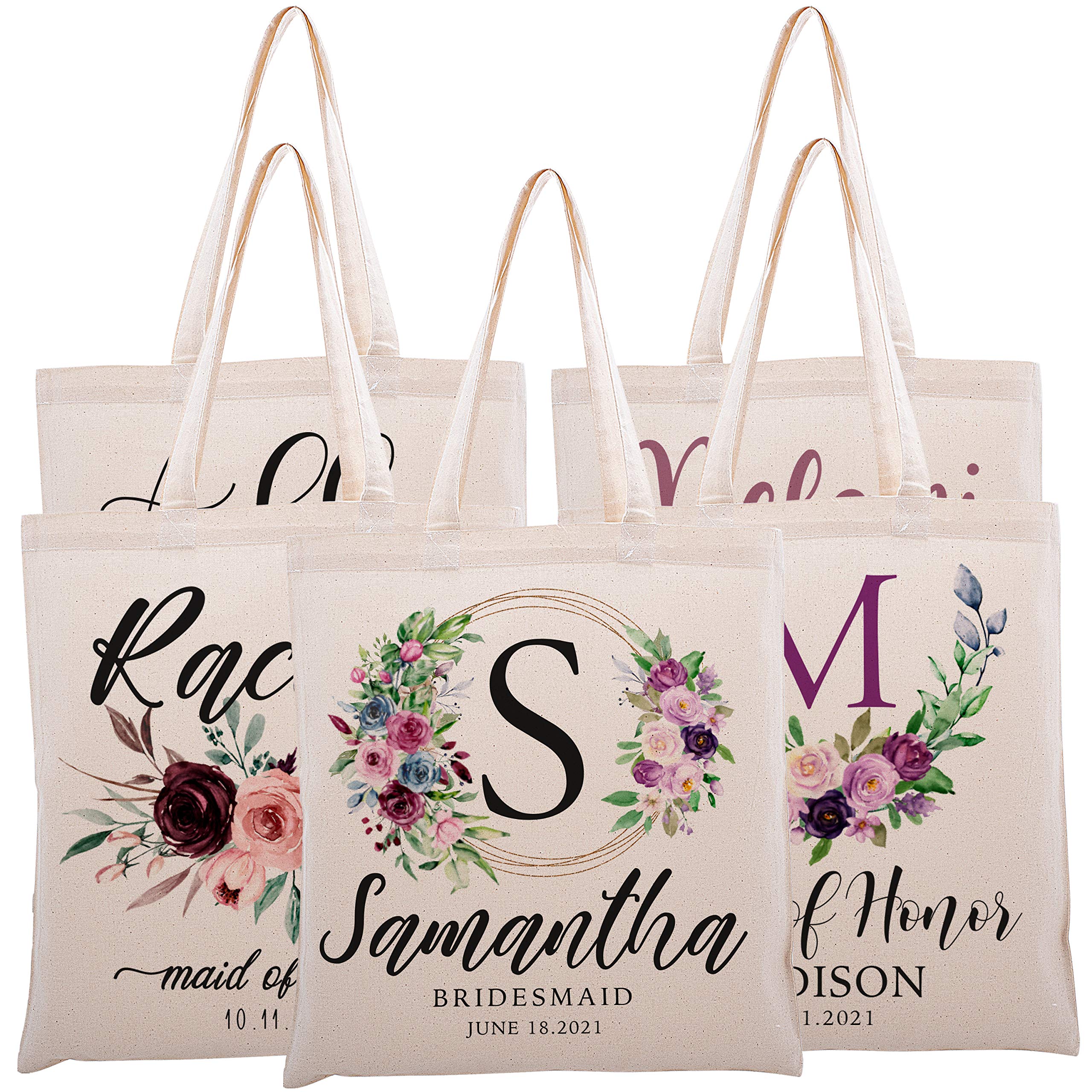 Custom Personalized Canvas Tote Bags - Eco-Friendly Reusable Shopping Bags for Groceries, Beach & Work (Monogram & Design Options)