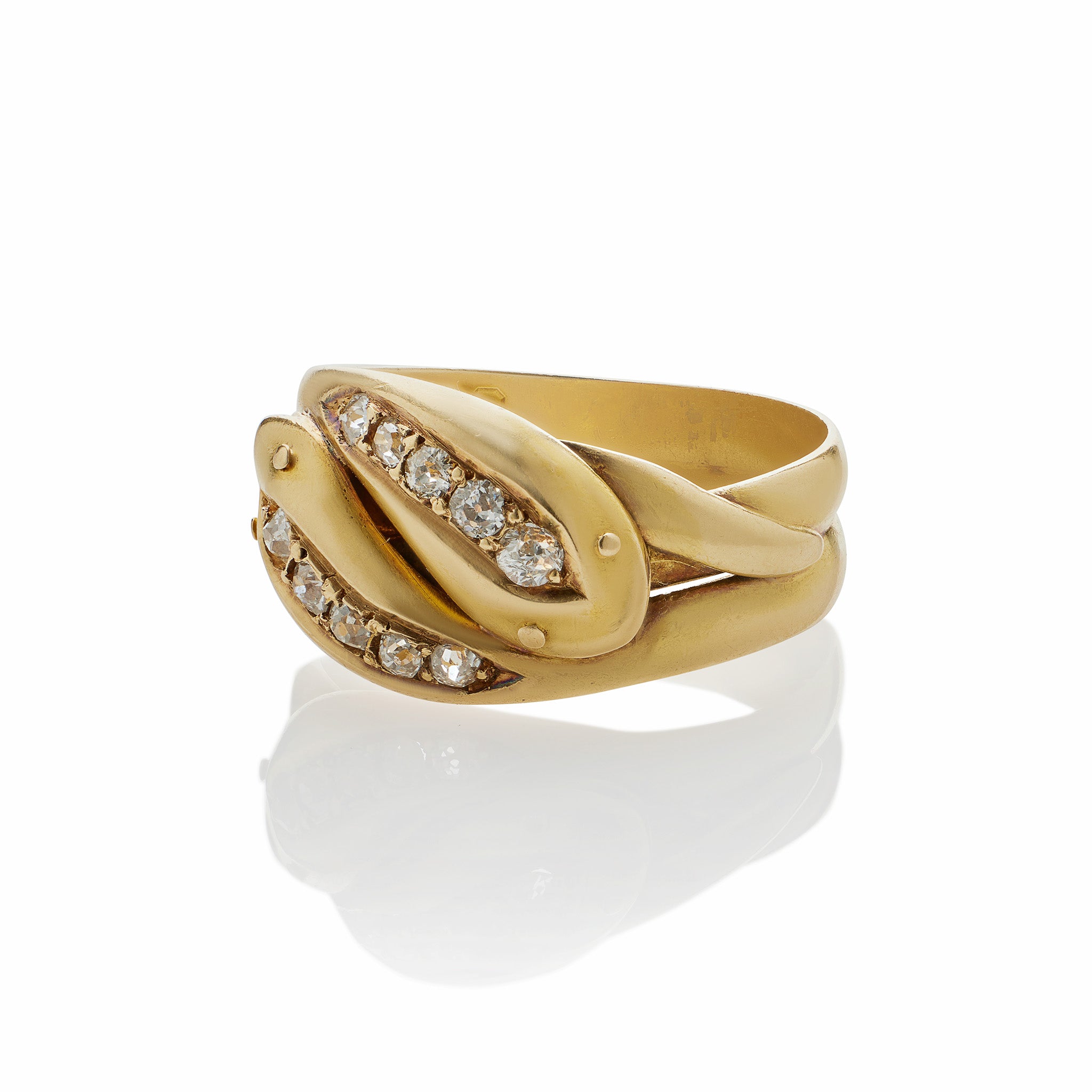 Elegant English Diamond Double Snake Ring - Sterling Silver Vintage Jewelry for Women - Perfect for Parties, Weddings & Special Occasions