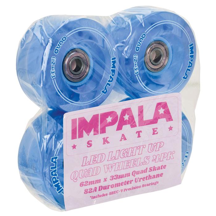 IMPALA Light Up Wheels 62mm - 4 Pack LED Roller Skating Wheels for Night Skating, Rink & Outdoor Use