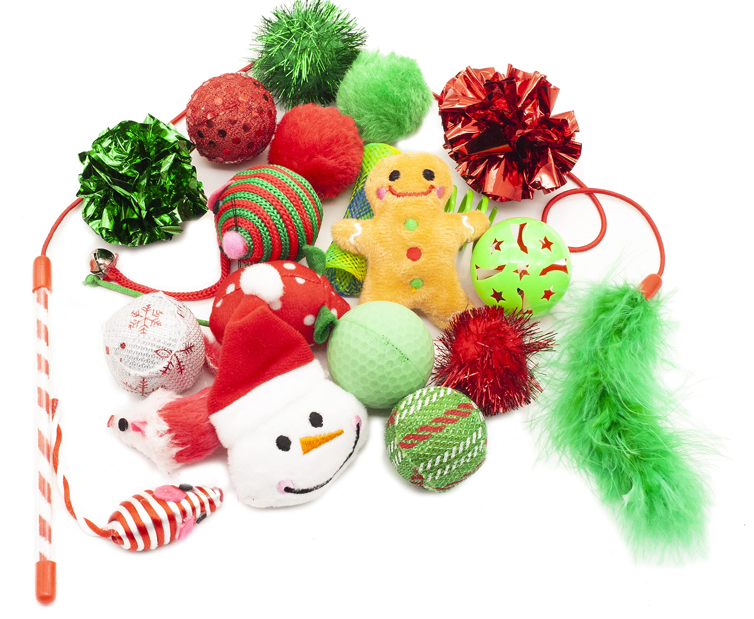 Festive Red Cat Toy Gift Box with Catnip - 20 Count Variety Pack for Holiday Playtime & Gifting | Perfect for Christmas, Birthdays & Kitty Enrichment