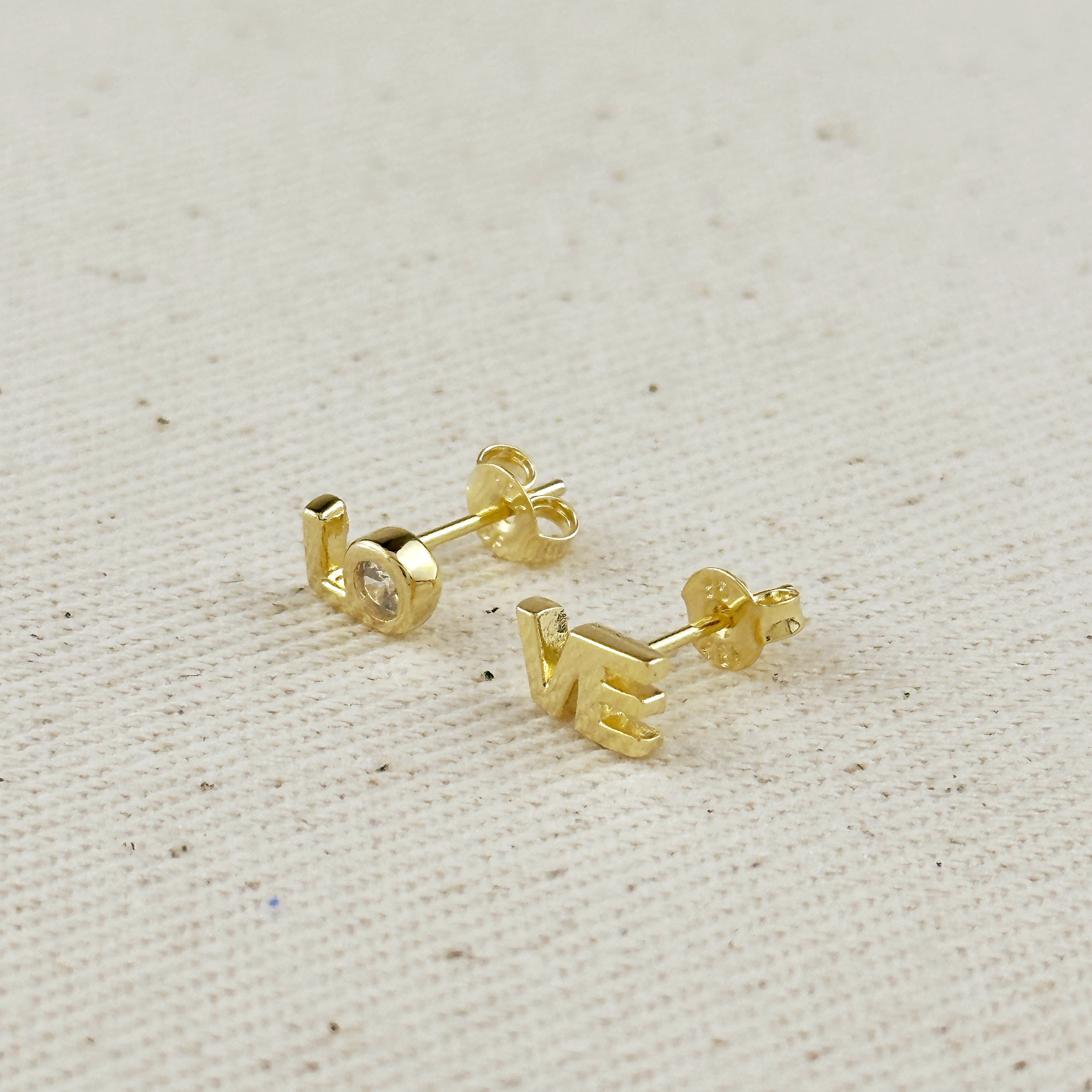 18K Gold Filled CZ Love Stud Earrings for Women - Hypoallergenic Cubic Zirconia Studs for Valentine's Day, Anniversary & Everyday Wear