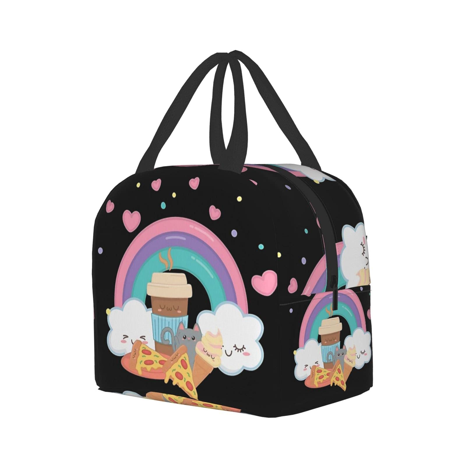 **Insulated Lunch Bag Reusable - Leakproof Cooler Tote for Work, School & Picnic - Cute Cat Print Lunch Box with Front Pocket for Women, Men, Kids**    *(Perfect for office meals, school lunches, outdoor picnics, and travel snacks!)*