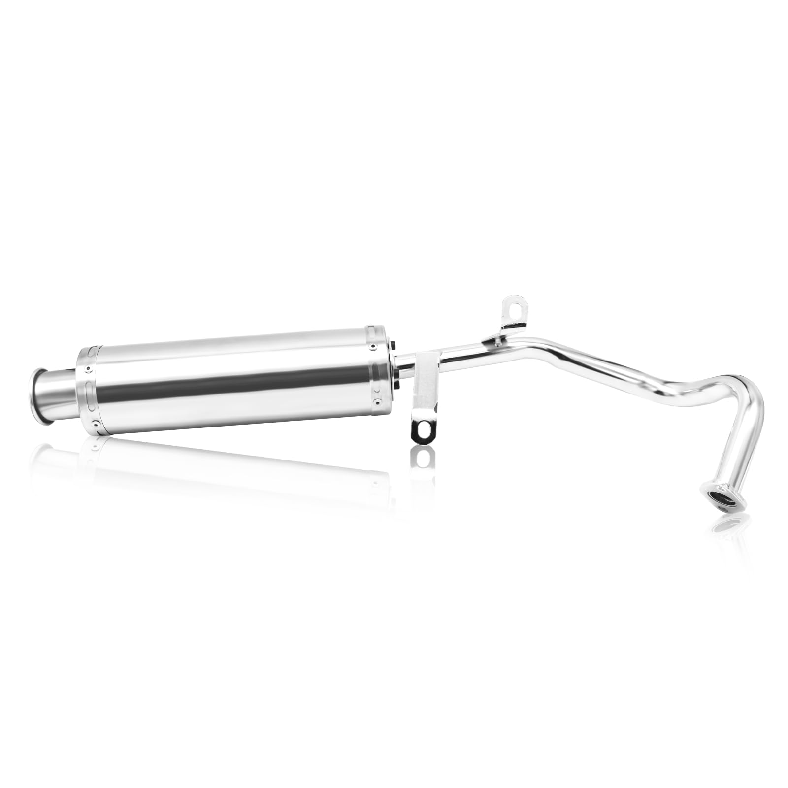 Stainless Steel Motorcycle Exhaust Muffler Pipe for GY6 4-Stroke 50cc 80cc 100cc Scooters - Compatible with QMB139, 139QMB & 1P39QMB Chinese Mopeds - Durable Performance Upgrade for Urban Commuting & Off-Road Adventures