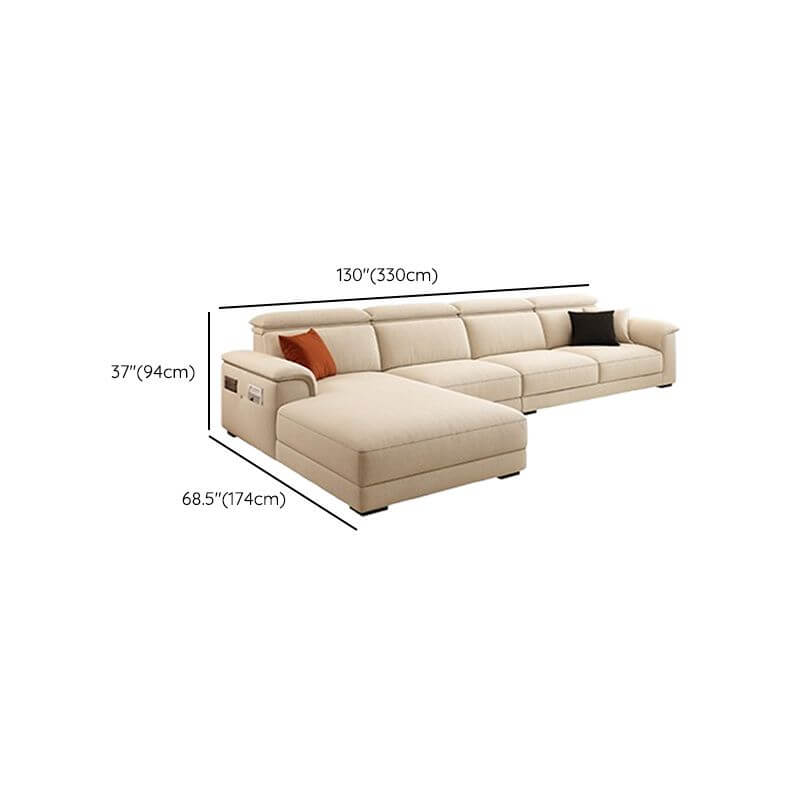L-Shaped & Straight Left Sofa Chaise with Adjustable Headrest & Natural Wood Support - Perfect for Living Rooms, Home Theaters & Small Spaces