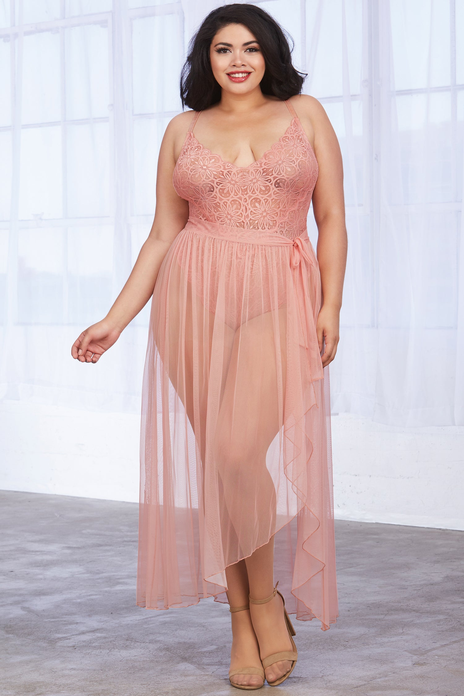 Sexy Lace Teddy with Sheer Wrap Skirt Set - Women's Lingerie for Valentine's Day, Bridal Shower & Romantic Nights