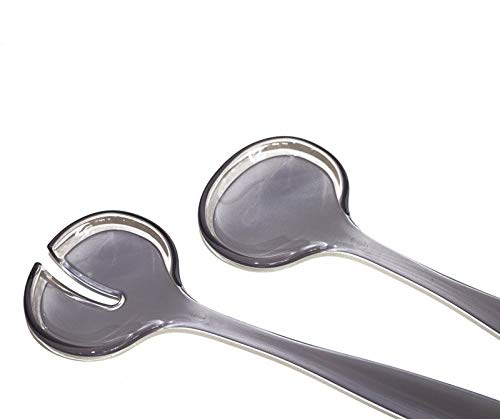 Guzzini 10.6 Inch Salad Servers Set - Premium Stainless Steel with Ergonomic Handle - Perfect for Serving Salads, Pasta, and Appetizers at Parties, BBQs, and Family Dinners