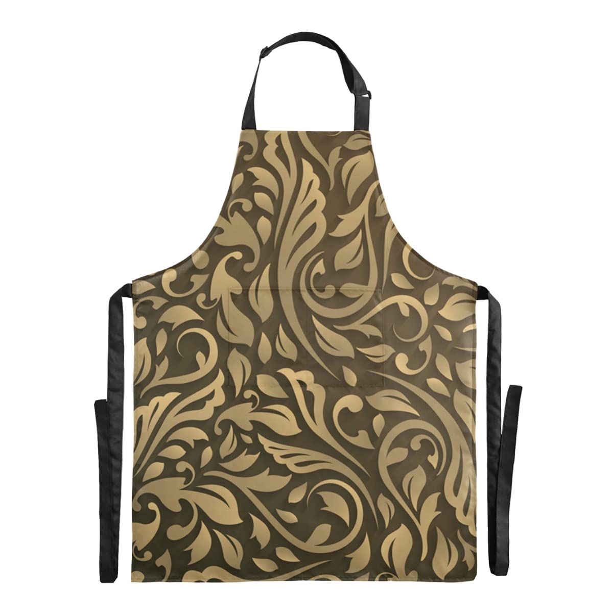 Abstract Rose Gold Floral Bib Apron - Waterproof Kitchen Apron for Cooking, Painting Parties & Bartending - Adjustable Straps with Large Pockets for Adults & Stepdads - Perfect for Home Chefs, DIY Crafts & Hosting Gatherings
