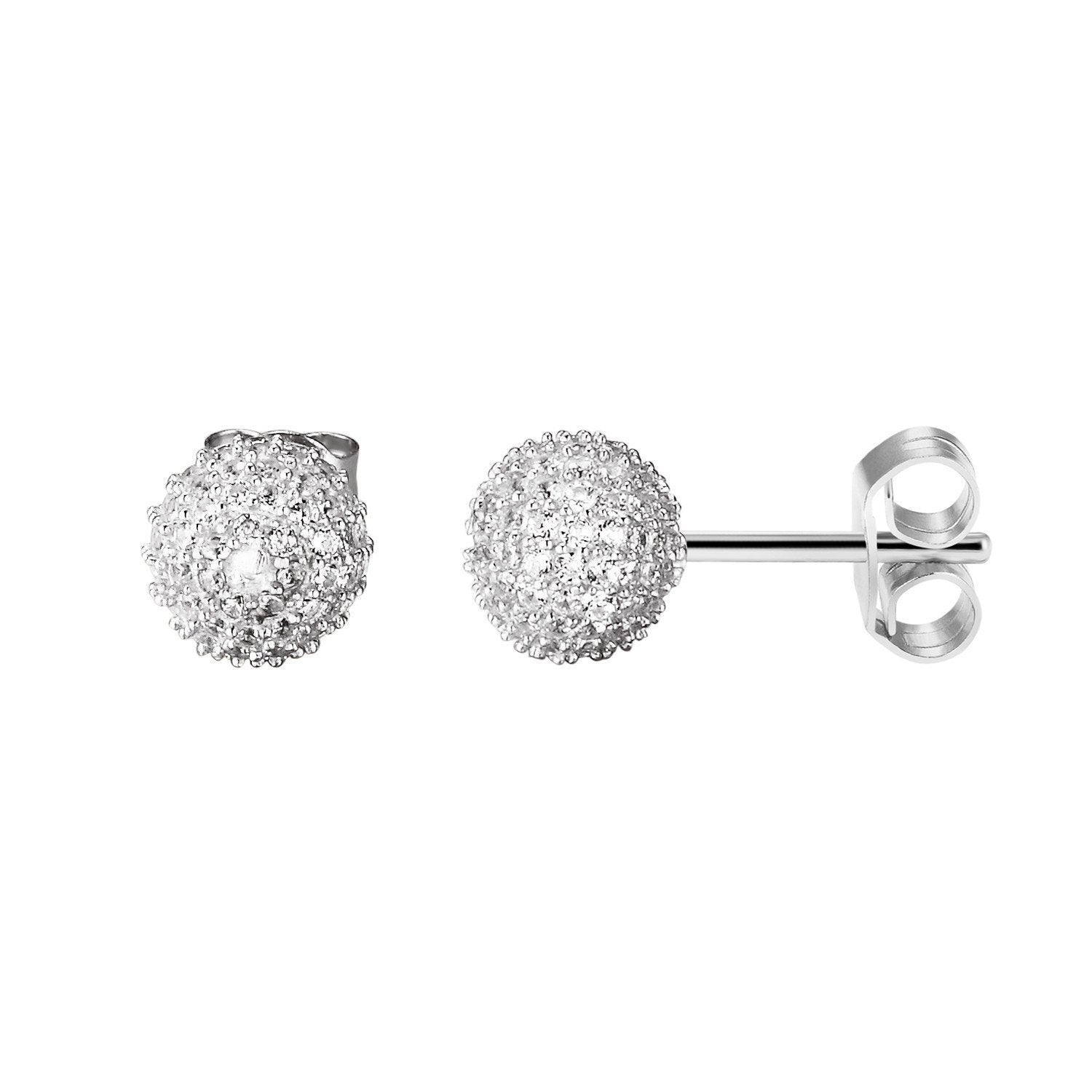 14K White Gold Plated Sterling Silver Lab Diamond Cluster Ball Earrings for Women – Perfect for Weddings, Parties & Special Occasions