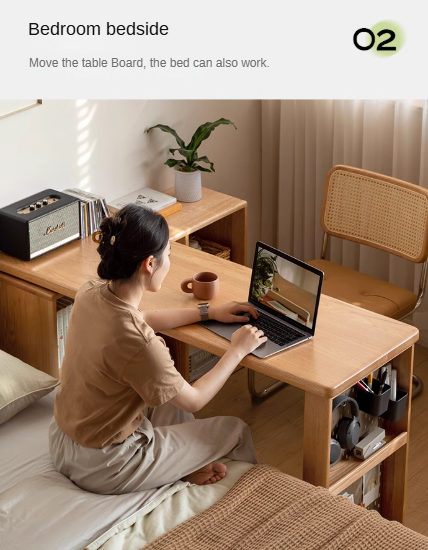 Solid Oak Wood Corner Desk for Home Office - Compact & Stylish Workspace Solution for Small Spaces, Apartments & Dorm Rooms
