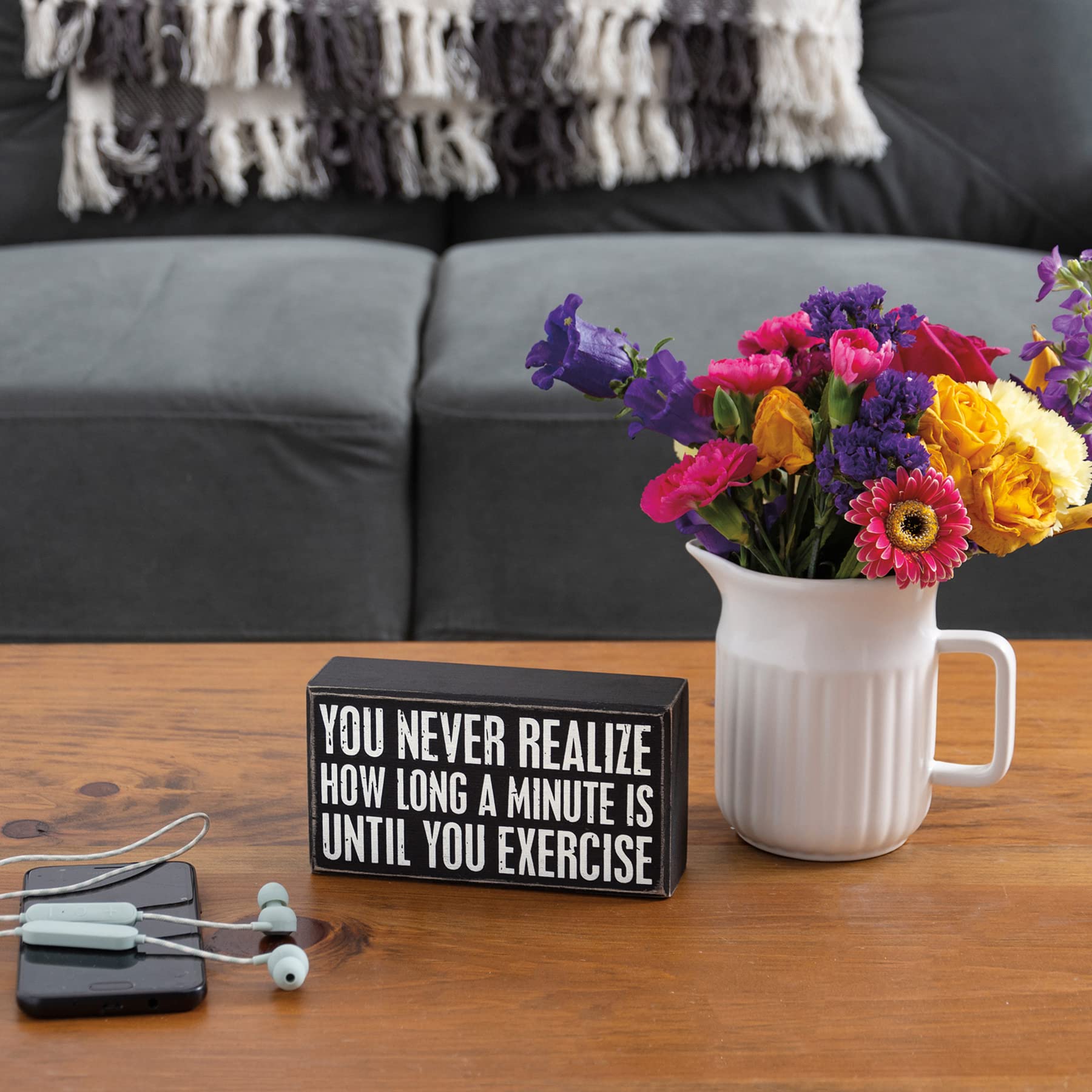 Primitives Box Sign - Until You Exercise - Rustic Wooden Home Decor for Farmhouse, Kitchen & Gym Motivation