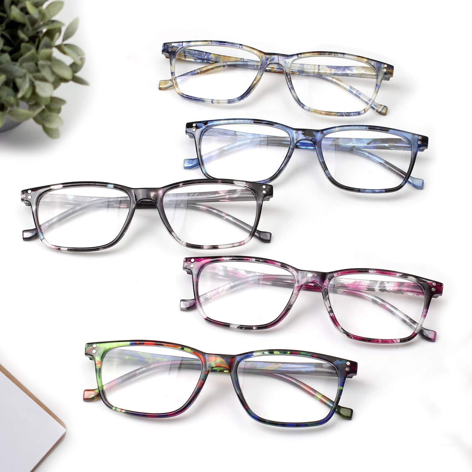 5 Pack Reading Glasses for Men & Women with Spring Hinges - Comfortable +3.50 Magnification Readers - Perfect for Reading Books, Crafts & Computer Work