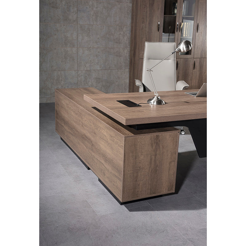 BALDER Executive Desk with Right Return 1.8M-2.0M Warm Oak & Black - Modern Office Desk for Home & Business Workspace