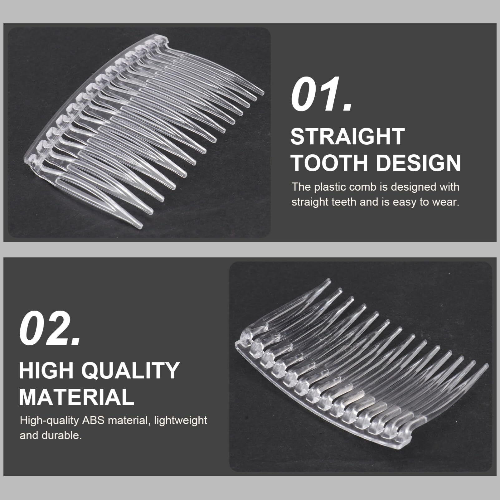 Uonlytech 10pcs Clear Plastic Hair Side Combs - Small Teeth Hair Accessories for Women | Perfect for Updos, Braids & Styling
