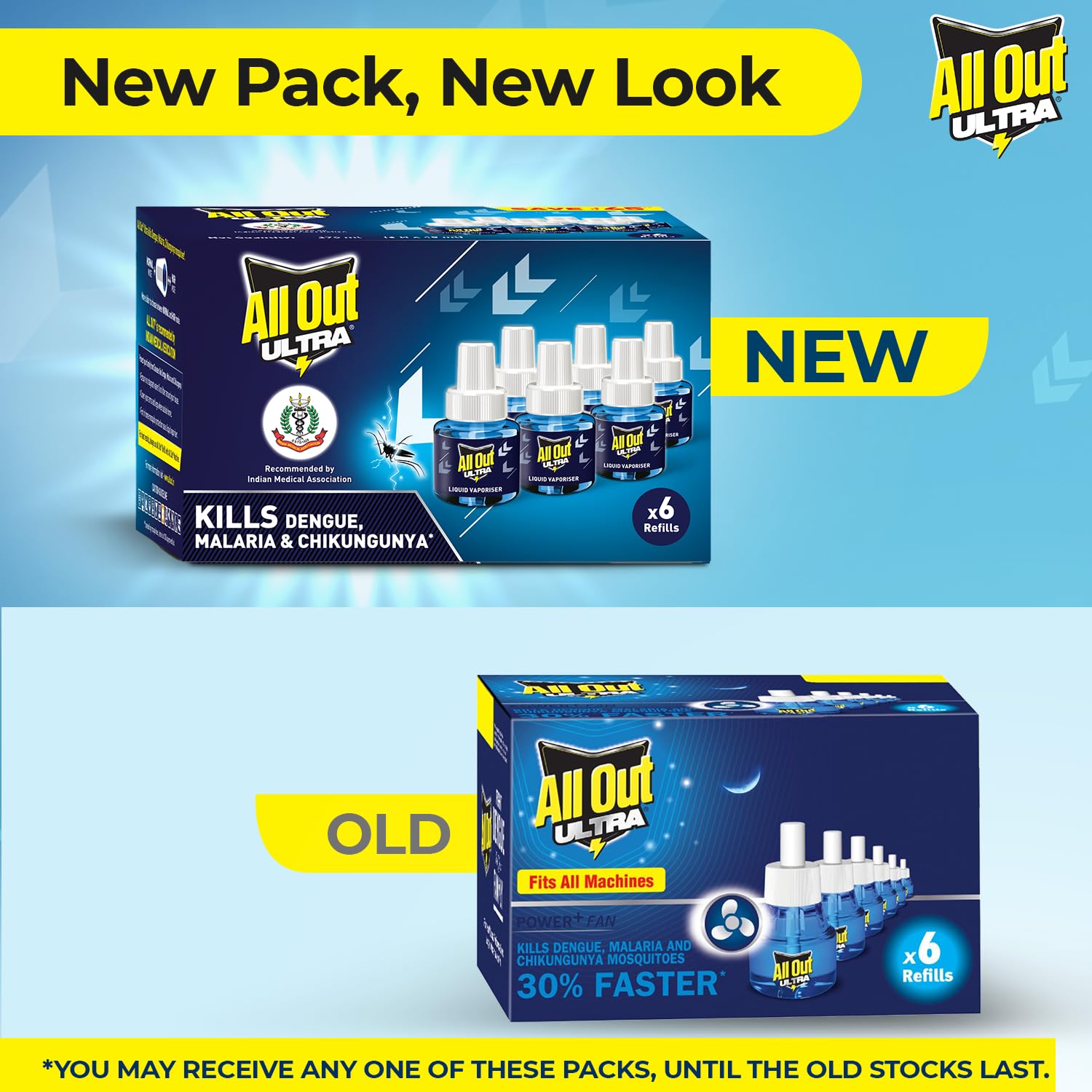 All Out Ultra Liquid Vaporizer - 6 Refills (45ml Each) | Powerful Mosquito Killer for Dengue, Malaria & Chikungunya Prevention | IMA Recommended | Ideal for Home, Bedroom & Outdoor Protection