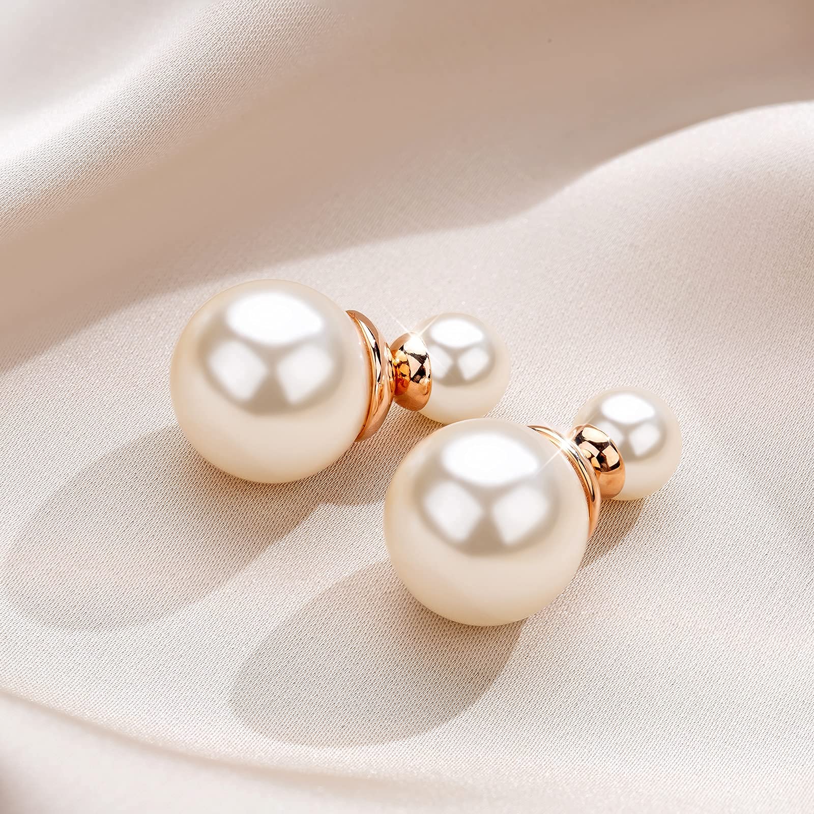Elegant Double-Sided Pearl Earrings for Women - 925 Sterling Silver Stud Earrings with Front & Back Pearls - Perfect for Wedding, Party, Anniversary & Special Occasion Gifts