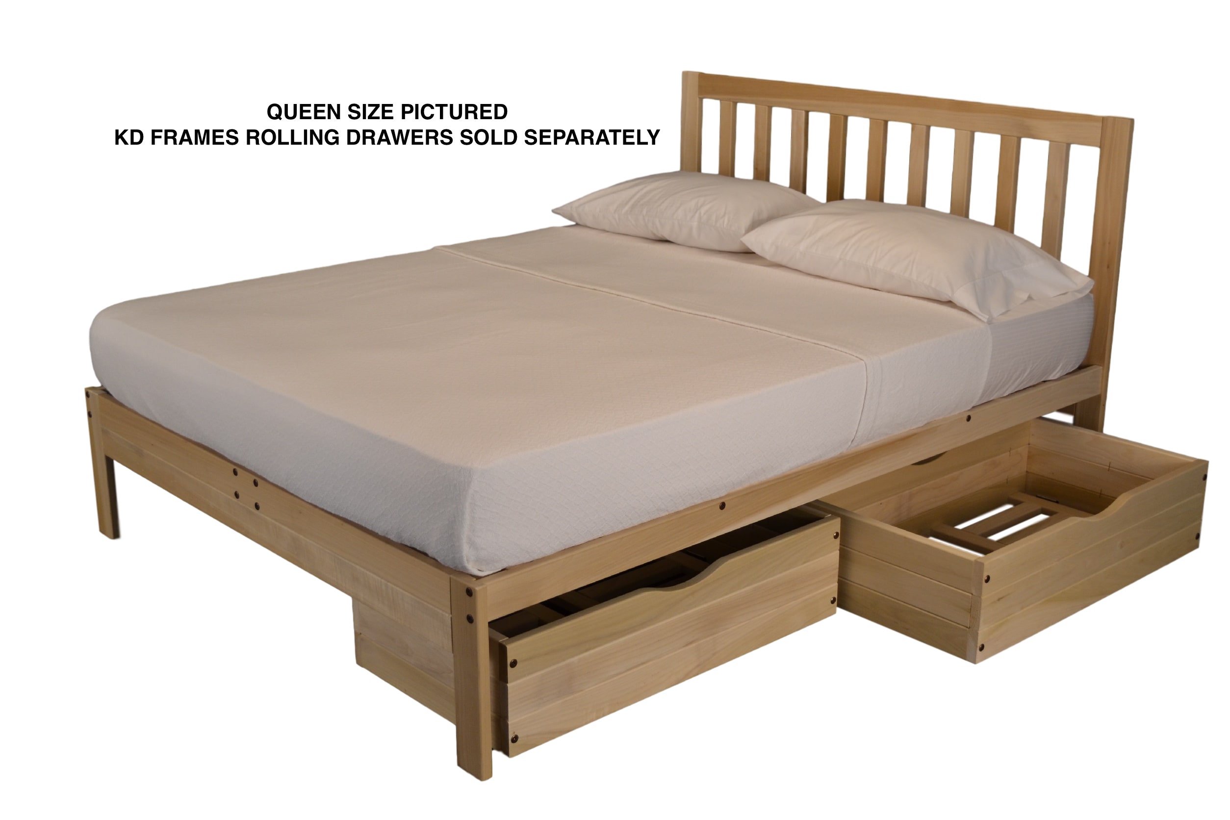 KD Frames Charleston Twin Platform Bed Frame - Solid Unfinished Wood Minimalist Bed with Slatted Headboard - No Box Spring Needed, Easy Assembly - Natural Wood Bedroom Furniture for Modern & Scandinavian Style Homes