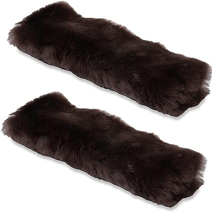 Authentic Australian Merino Sheepskin Seat Belt Covers (2-Pack) - Ultra Soft Hypoallergenic Neck Protector for Cars, SUVs & Travel Backpacks - Natural Brown Merino Wool Comfort for Long Drives & Road Trips