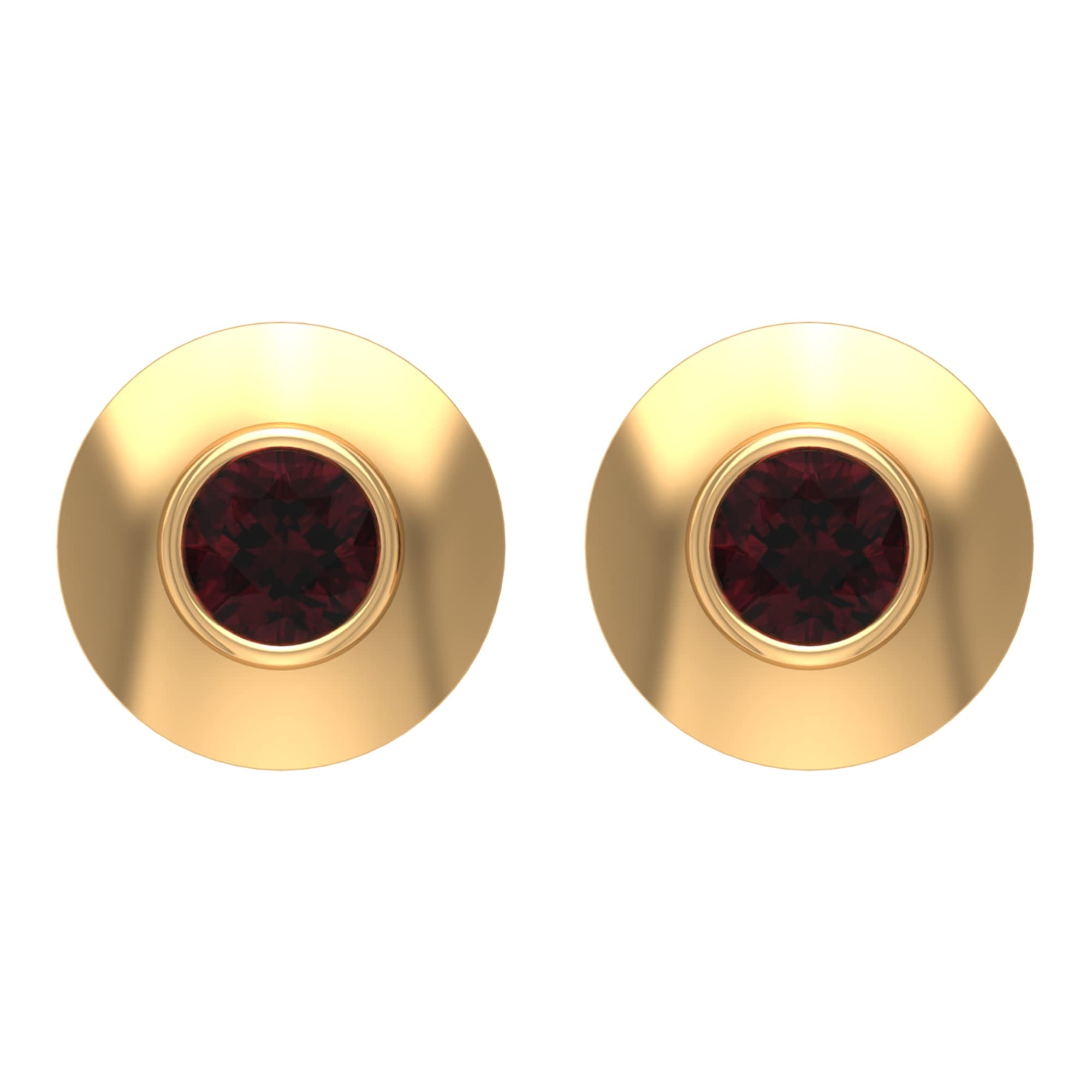 1/4 CT Garnet Stud Earrings for Women - 14K Solid Gold Bezel Set January Birthstone Jewelry - Perfect for Everyday Wear, Gift Giving & Special Occasions