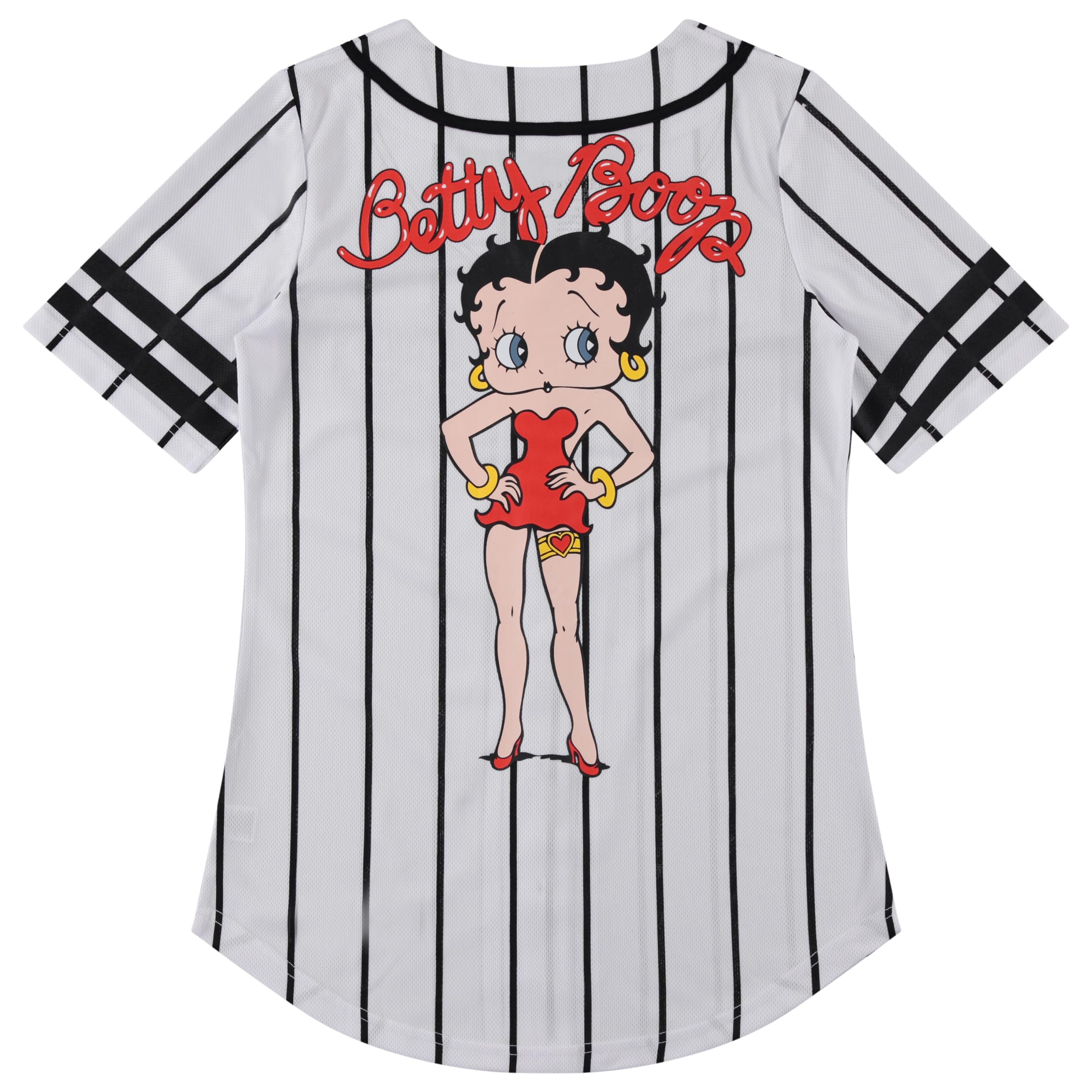Vintage Betty Boop Ladies Baseball Jersey - Bonnie, Margie & Mae Style Retro Mesh Button Down Shirt for Women | Casual Wear, Costume Parties & 90s Themed Events