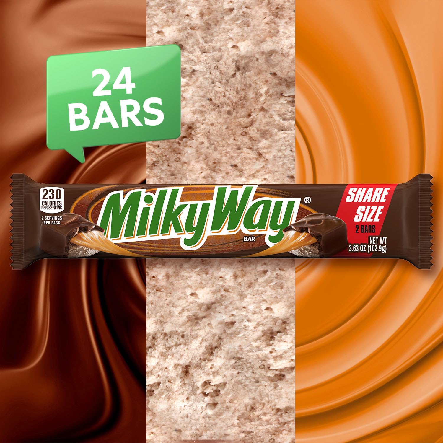 Milky Way Share Size Candy Bars - Bulk Pack of 24 (3.63oz Each) with Caramel, Nougat & Milk Chocolate | Perfect for Halloween, Party Favors, Office Snacks & Gift Baskets