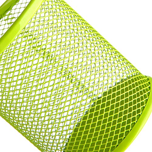 Metal Mesh Pen Holder for Desk - Green Wire Mesh Pencil Cup Organizer for Office & Home | Perfect for Organizing Pens, Markers & Stationery on Work Desk or Study Table