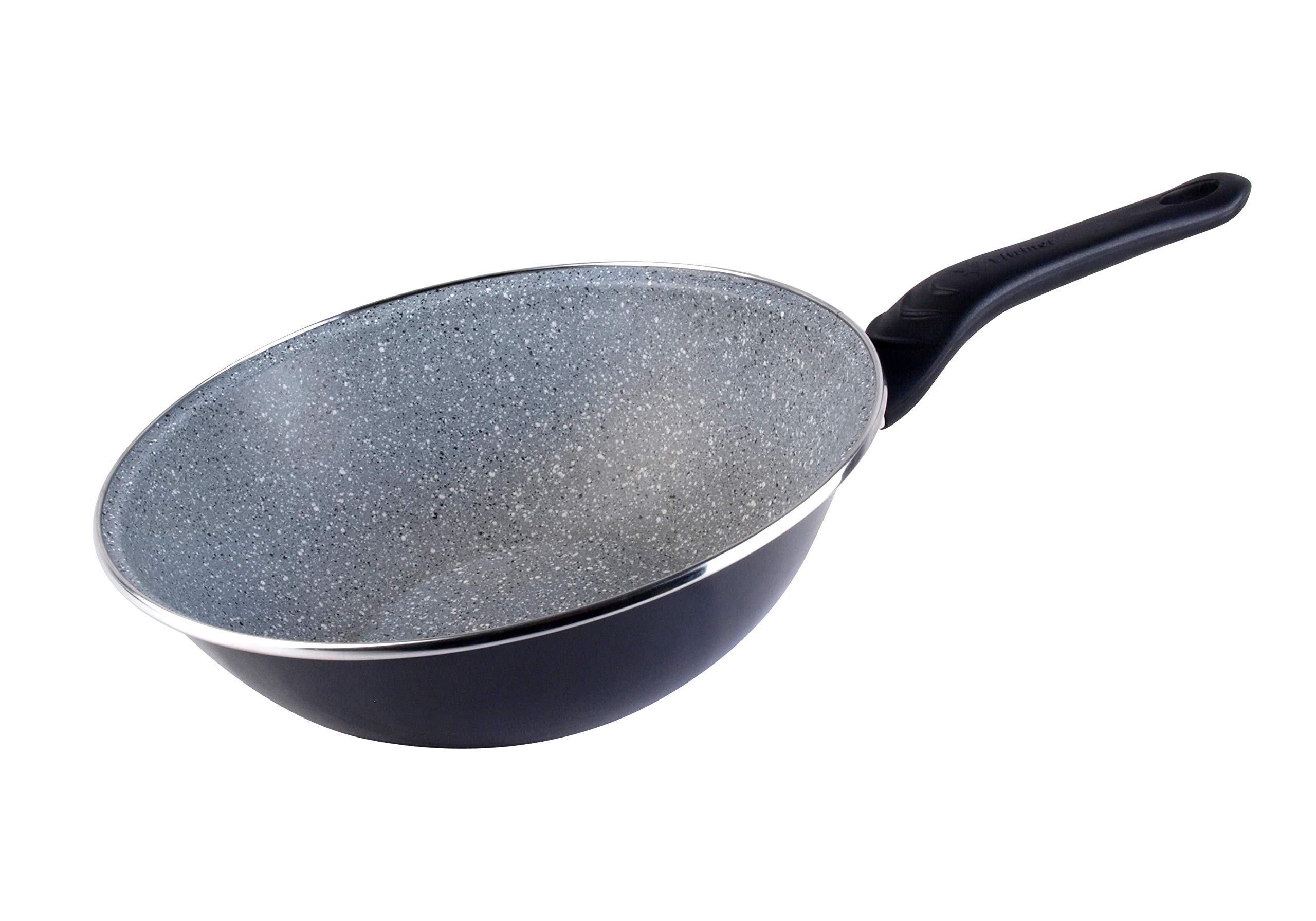 Megafesa Dolomiti Non-Stick Wok Pan 28cm - Gray Marble Coating, Durable & Scratch-Resistant for Stir-Fry, Sautéing & Asian Cooking - Perfect for Home Chefs & Professional Kitchens